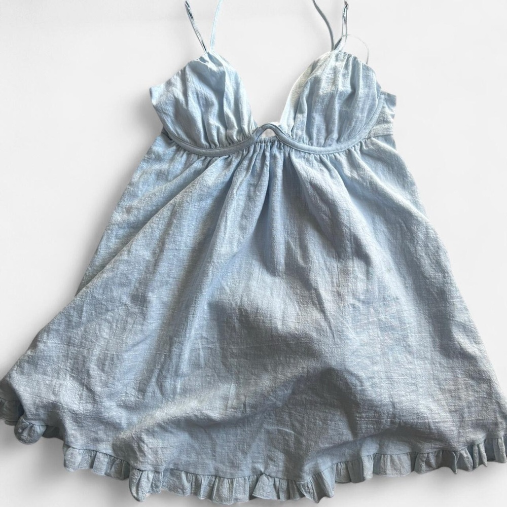 Light Blue Mini Dress with Spaghetti Straps